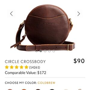Portland Leather Brown Circle Crossbody Bag in Cold Brew WORN ONCE